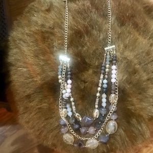 Necklace  New 28”Beads Stones and Goldtone chain